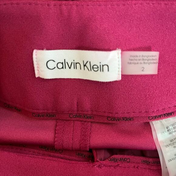 Calvin Klein Side Button Stretchy Mulberry High Rise Wide Leg Trouser Pant 2 NWT - Picture 5 of 15